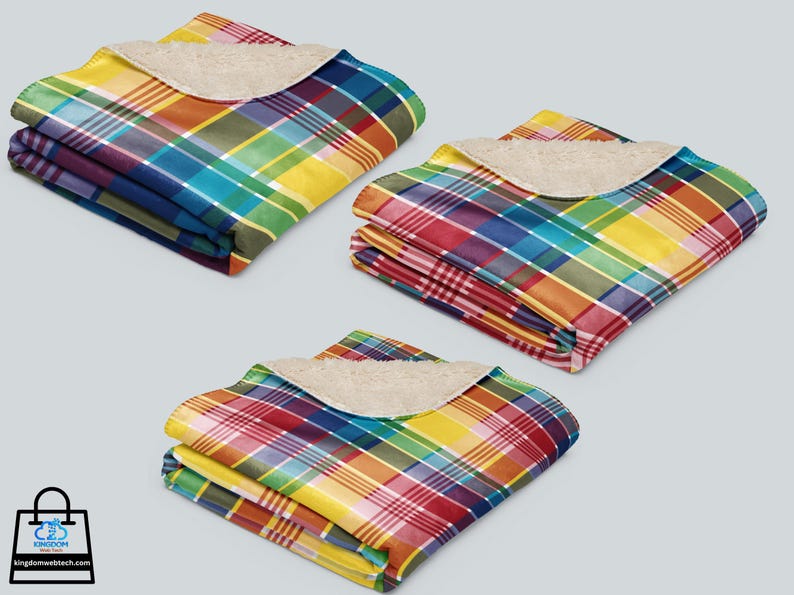U.S. Virgin Islands Official Madras Sherpa Blanket - Special Caribbean Gift - Madras Throw