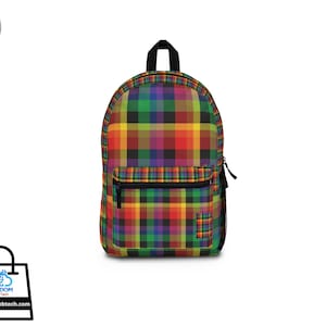 Madras Backpack, Madras Backpack, Madras School Bag, Madras Gift Backpack, Caribbean Backpack, Beach Backpack, Caribbean Souvenir