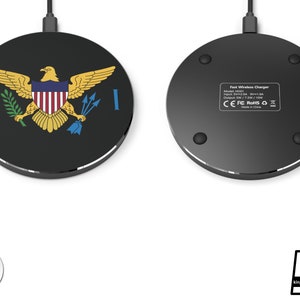 Virgin Islands Flag Wireless Charger, Virgin Islands Gift, VI Souvenir, USVI Wireless Phone Charger, USVI Birthday Gift