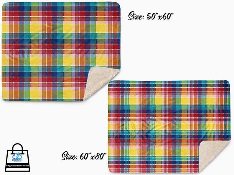 U.S. Virgin Islands Official Madras Sherpa Blanket - Special Caribbean Gift - Madras Throw