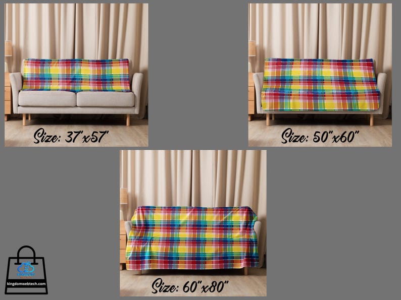 U.S. Virgin Islands Official Madras Sherpa Blanket - Special Caribbean Gift - Madras Throw