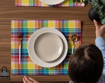 U.S. Virgin Islands Official Madras 4-Piece Placemat Set - Caribbean Island Placemats