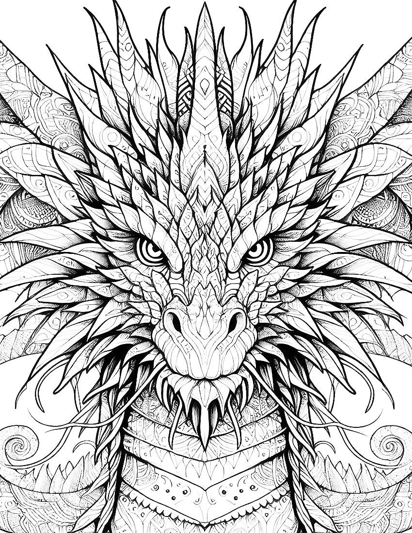 Dragon Mandala Magic: 30 Intricate Dragon Coloring Pages for Dragon ...