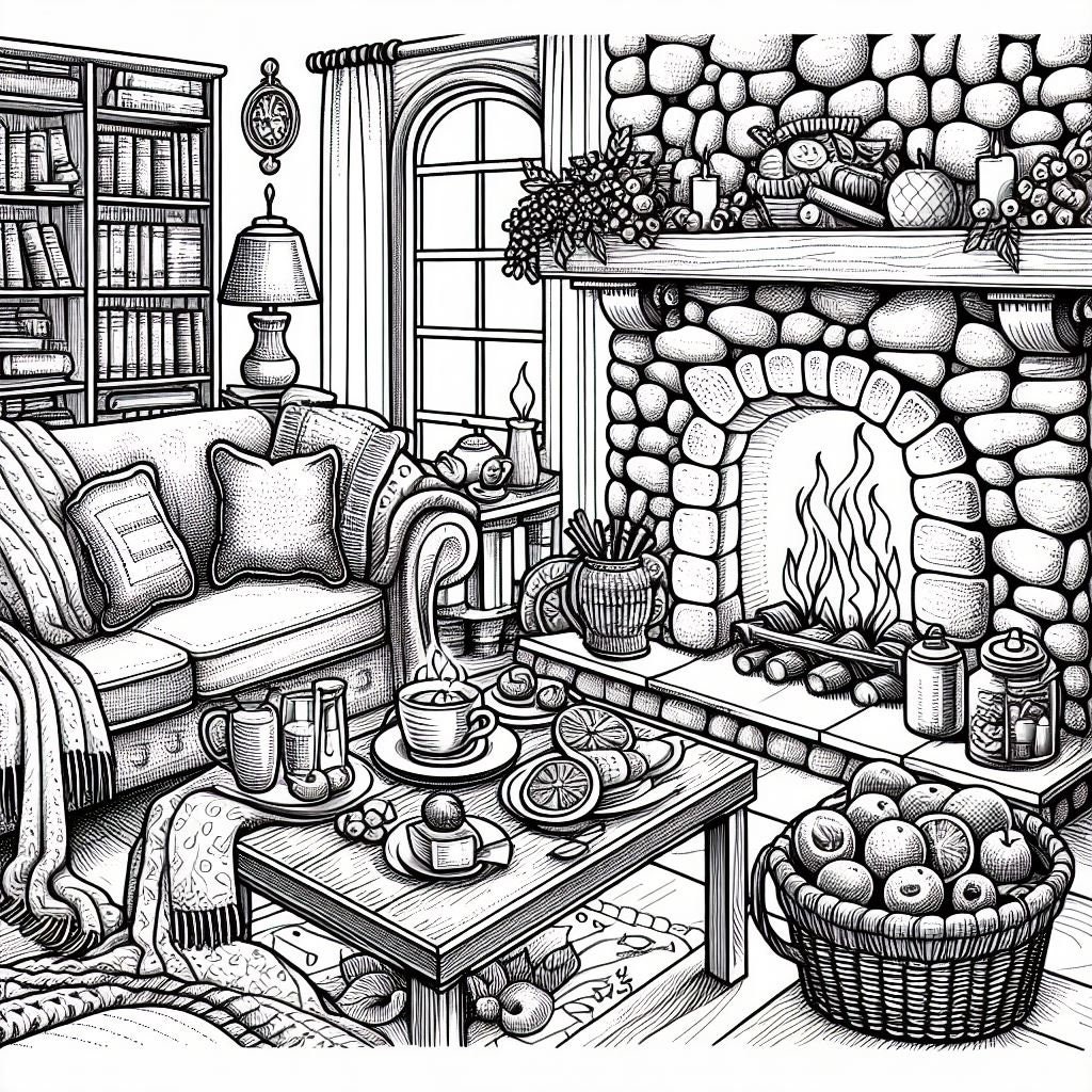 35 Cozy Interiors, Places of Happy People, Coloring Pages for Adults ...