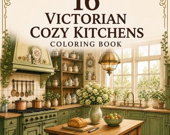 Victorian Kitchen Coloring Book | 16 Cozy Vintage Pages (Digital Download)
