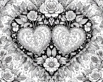 Valentines Heart in Baroque style Downloadable print for wall decor and stress relief