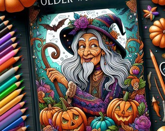 Enchanting Elders: 30 High-Quality Witch Coloring Pages for Adult - Stress Relief and Relaxation