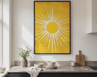 Sunshine Burst Print: Vibrant Abstract Art Poster - Radiant Yellow Illustration