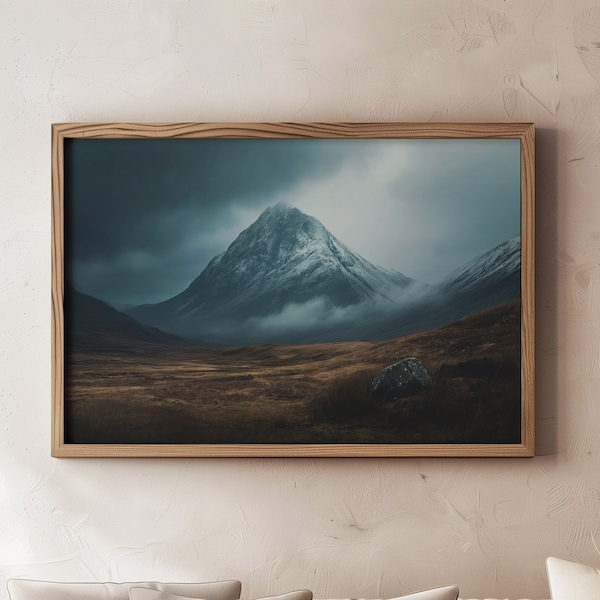 Majestic Mountain Landscape Digital Art - Moody Nature Photography - Serene Wilderness Instant Download - Printable Wall Decor