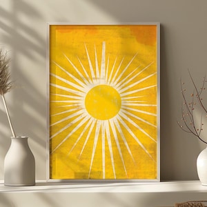 Sunshine Burst - Lebendige Abstrakte Kunst Druck - Strahlende Gelbe Illustration - Poster Druck
