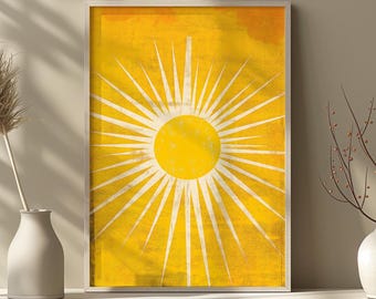 Sunshine Burst - Vibrant Abstract Art Print - Radiant Yellow Illustration - Poster Print