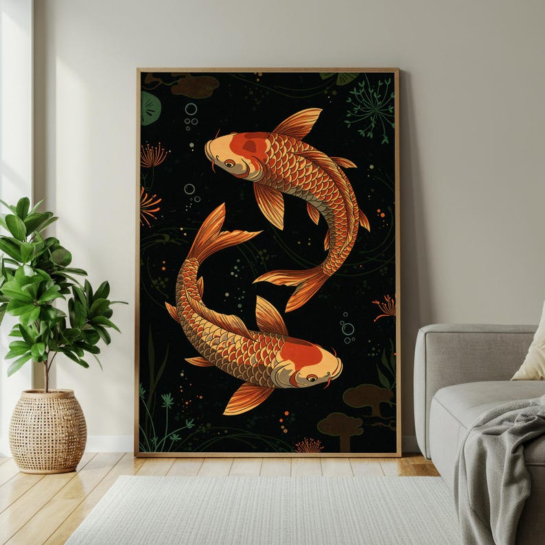 Nacnic Affiche d'impression d'encadrement de trois poissons avec l'image de poisson pour les amoureux du monde marin. Poster Tons bleus. Format A4 sans cadre