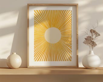 Golden Sunburst Print – Modern Sunshine Wall Art (Digital Download)