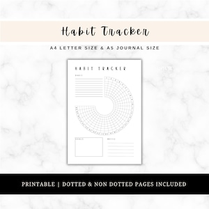 Habit Tracker, Printable Journal Page, Monthly Goal Tracker, Routine Tracker, 30 Day Habit Challenge, Instant Download, Tracker Template