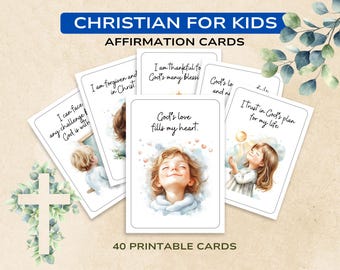 Christian Affirmation Cards for Kids: Watercolor Scripture Quotes (Digital Download)