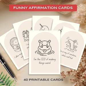 Laugh Lines - Cartes d'affirmation drôles imprimables dans un style de griffonnage minimaliste