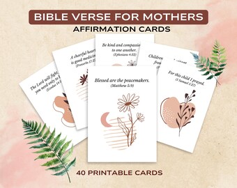 Bible Verse Affirmation Cards for Moms: Christian Scripture, Encouragement (Digital Download)