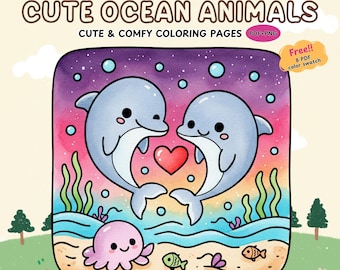 Ocean Animals Coloring Pages | Sea Creatures, Whales, Turtles (Digital Download)