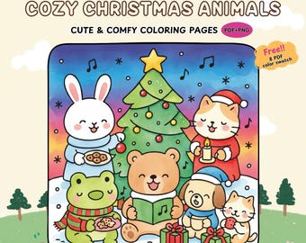 Cozy Christmas Animals Coloring Book | Winter Holiday Scenes (Digital Download)