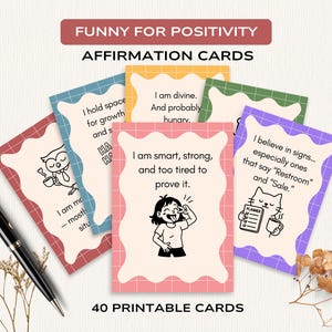 Laugh Lines - Cartes d'affirmation drôles imprimables dans un style de griffonnage minimaliste