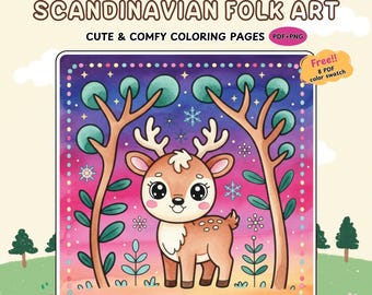 Scandinavian Folk Art Coloring Pages: 50 Nordic Designs (Digital Download)