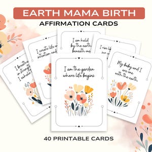 Earth Mama – Afdrukbare op de natuur geïnspireerde geboortebevestigingskaarten