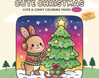 Christmas Doodle Coloring Book: 50 Kawaii Holiday Pages (PDF + PNG)