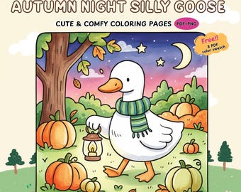 Kawaii Autumn Goose Coloring Book | Cozy Fall Nights (Digital Download)