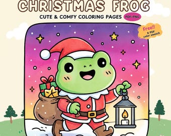Cute Christmas Frog Coloring Pages | 35 Whimsical Holiday Scenes with Festive Froggies | PDF + PNG | Digital Download