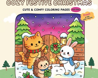 Christmas Animal Coloring Pages: Festive Friends Holiday Scenes (PDF + PNG)