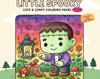 Spooky Cute Coloring Pages PDF PNG | Cozy and Comfy Halloween Coloring Books | Bold & Easy | Spooky Relaxing Printable Digital Download