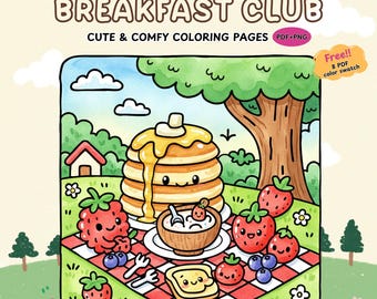 Breakfast Club Coloring Pages: 45 Kawaii Food Art (PDF + PNG)