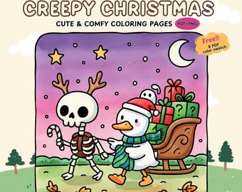 Creepy Christmas Coloring Pages: Gothic Santa, Spooky Holiday (PDF + PNG)