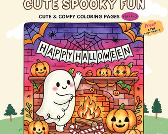 Cute Spooky Halloween Coloring Pages | Cozy Ghosts, Pumpkins & Bats for Relaxing Fun | Kawaii PDF Printable | Digital Download