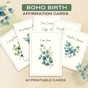 Empowered Birth – Cartões de Afirmação Boho para Imprimir para Apoio ao Parto