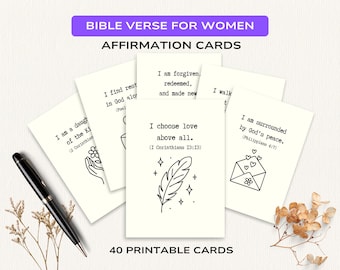Bible Verse Affirmation Cards for Women: Scripture Quotes, Christian Gift (Digital Download)