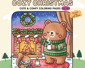 Cozy Christmas Coloring Pages | Winter Holiday Scenes (Digital Download)