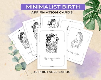 Minimalist Birth Affirmation Cards: Pregnancy & Labor Quotes (Digital Download)