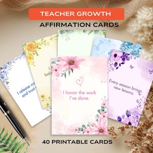 Affirmationskarten für Lehrer | Druckbare Gentle Mindset Zitate für Erzieher | Ermutigungs-Deck für persönliches und professionelles Wachstum PDF