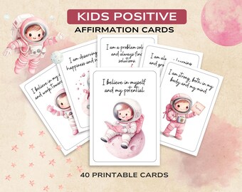 Kids' Space Affirmation Cards: 40 Printable Galaxy Confidence Quotes (Digital Download)