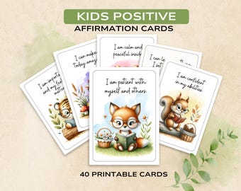 Kids Affirmation Cards: Printable Encouragement Quotes for Confidence (Digital Download)