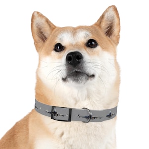 Dog Collar with 747 Queen Of The Skies Jumbo Jet Aeroplane / Airplane for Aviation Lovers (Grey)