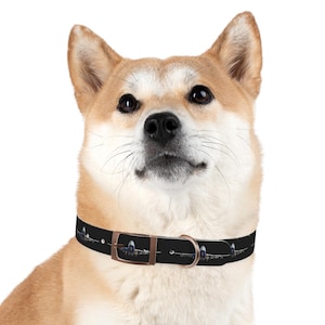 Dog Collar with 747 Queen Of The Skies Jumbo Jet Aeroplane / Airplane for Aviation Lovers (Black)