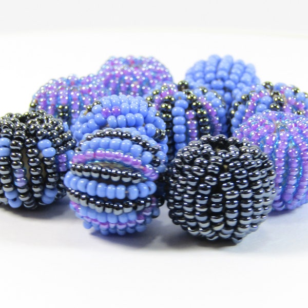 Beaded Beads 10 Fairtrade Jabulani Handmade 'Cornflower' Blues Mixed Pack 16mm  (002)