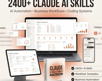 Paquete de habilidades de IA de Claude (2400 unidades) / Indicaciones para la automatización de IA, herramientas de codificación, plantillas de flujo de trabajo empresarial / Descarga digital