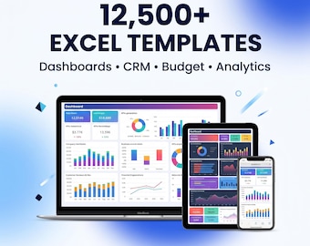 12,500+ Excel Templates Bundle | Business Spreadsheet Pack | CRM, Budget, Dashboard, Finance Tracker | Instant Download |Budget Planner |
