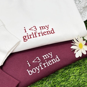 Personalized Embroidered i love my girlfriend Couples Sweatshirt, Initial Sweatshirt, Unique Gifts for Girlfriend, Valentine Gift for Him