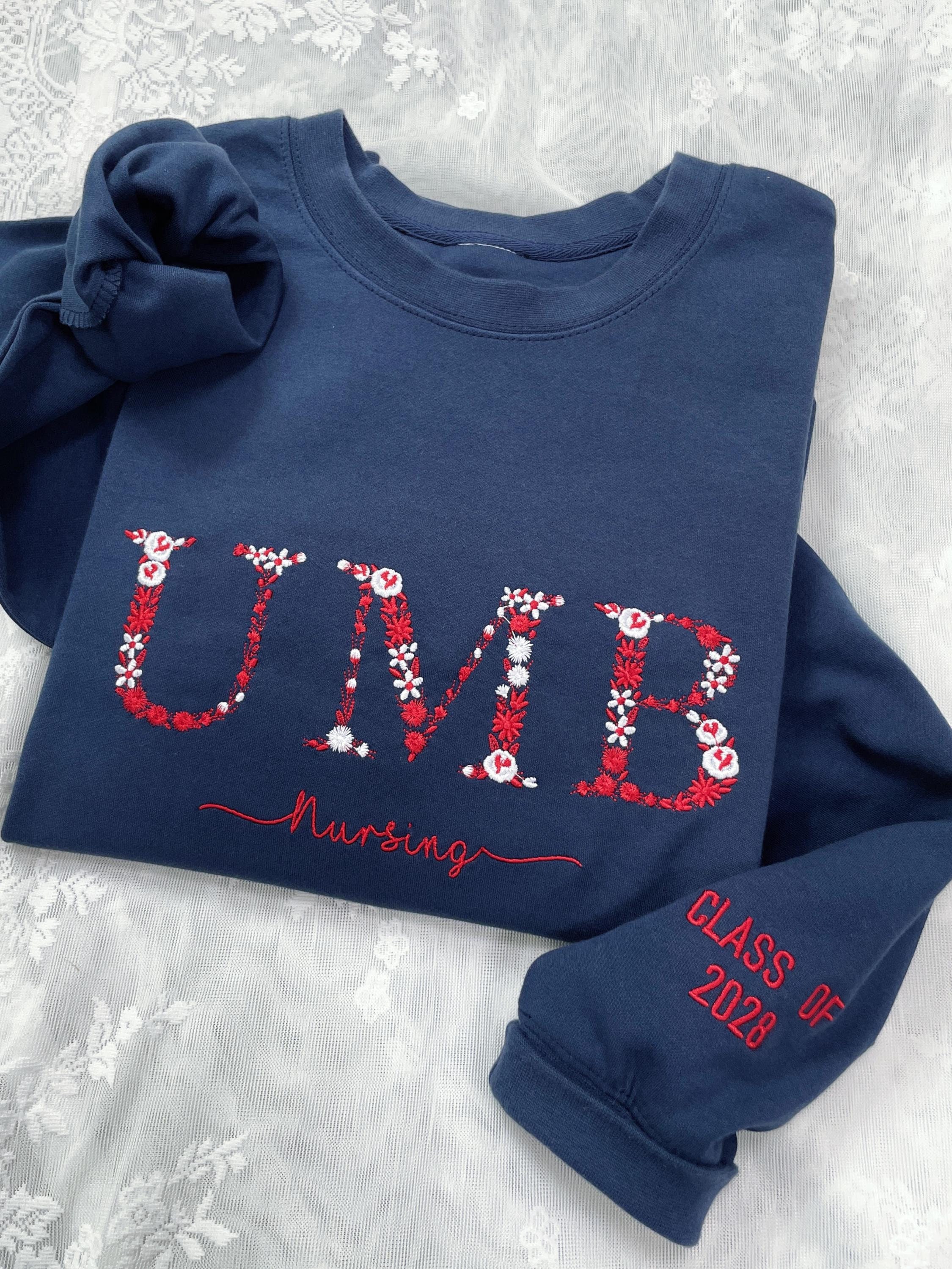 College Floral Letter Embroidered Sweatshirt, Sorority Sweatshirt, Unique Graduation Gift, College High School Apparel, Back to College Gift