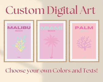 Customizable Digital Art Poster Choose Your Colors & Text Personalized Print | Create Your Own Wall Art Custom Art for You Custom Wall Art
