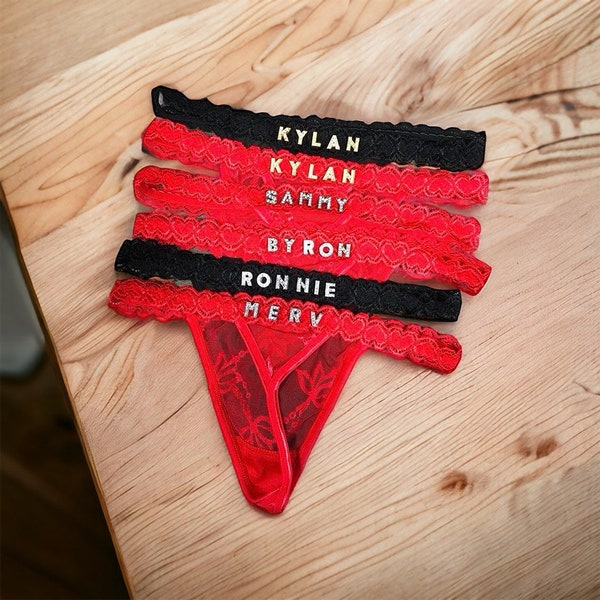 Customisable Personalised Name Star Sign Lace Thong Personalized Diamond Crystal Triangle Underwear Name Zodiac Intimates